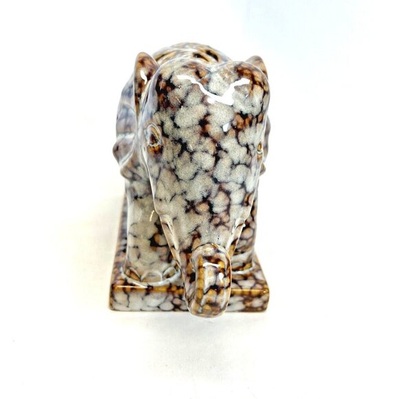 Ceramic Elephant Figurine Brown Tone Multi-color 8.5" X 5.5" Tall Decor - Picture 2 of 6